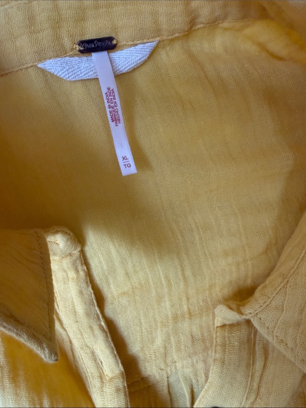 Like New, only worn twice - Free People Sunny Yellow Linen Gauze Shirt